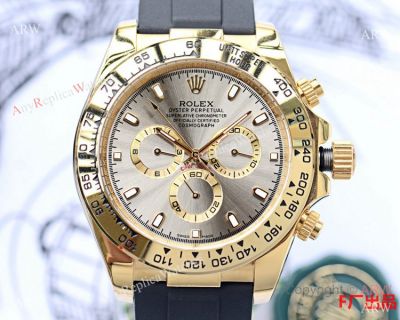 Yellow Gold Rolex Daytona Rubber Band 43mm Watch Oysterflex Strap